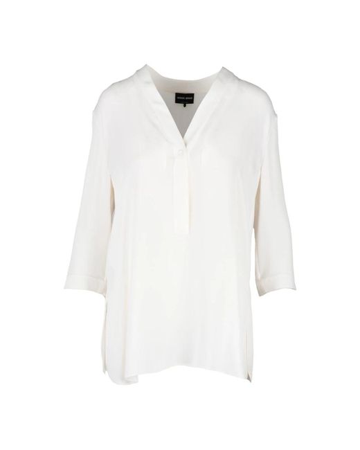 Giorgio Armani Zijden Blouse Model: Blusa in het White