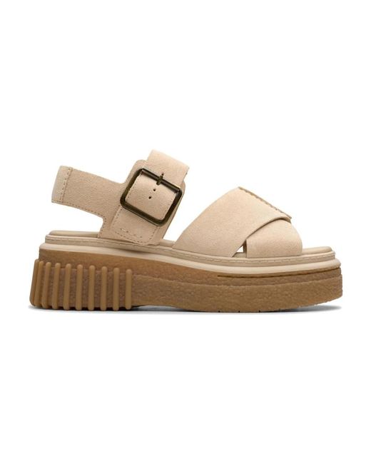 Clarks Schoenen ,Suède Platte Sandalen in het Natural