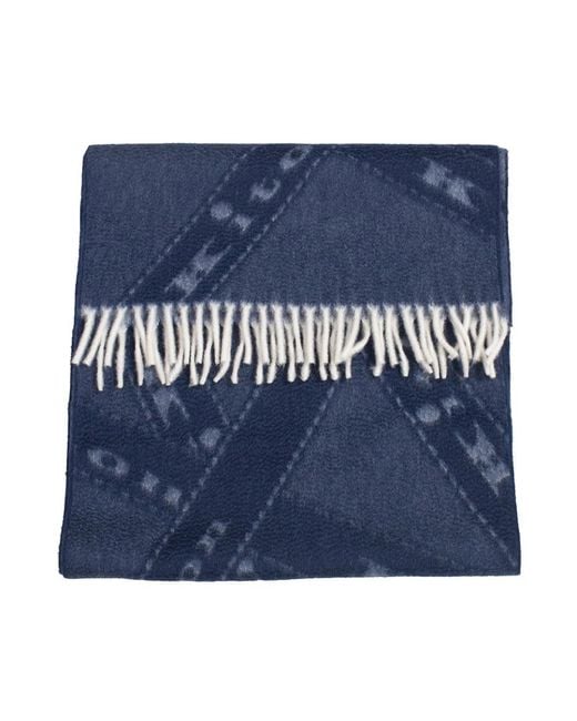 Kiton Blue Winter Scarves for men