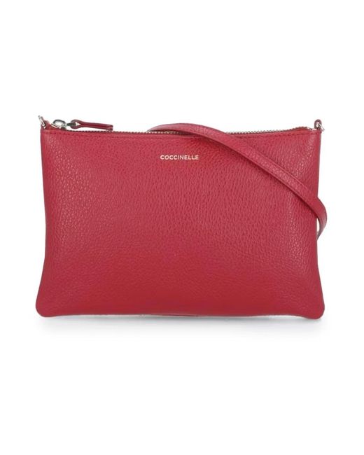 Coccinelle Luxe Leren Clutch Met Verstelbare Band in het Red