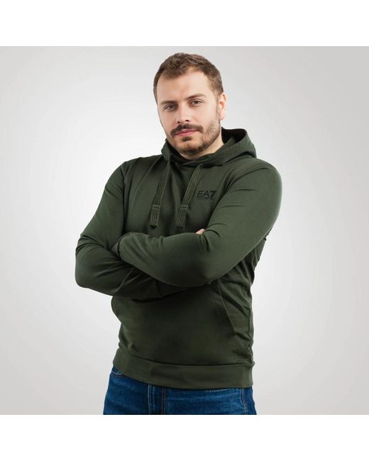 EA7 Hoodies & Sweatvesten ,Groen ,Katoen Hoodie in het Green voor heren