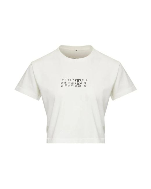 MM6 by Maison Margiela White T-Shirts