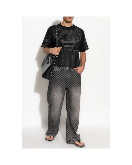 M I S B H V T-Shirt Met Een Patroon in het Black voor heren