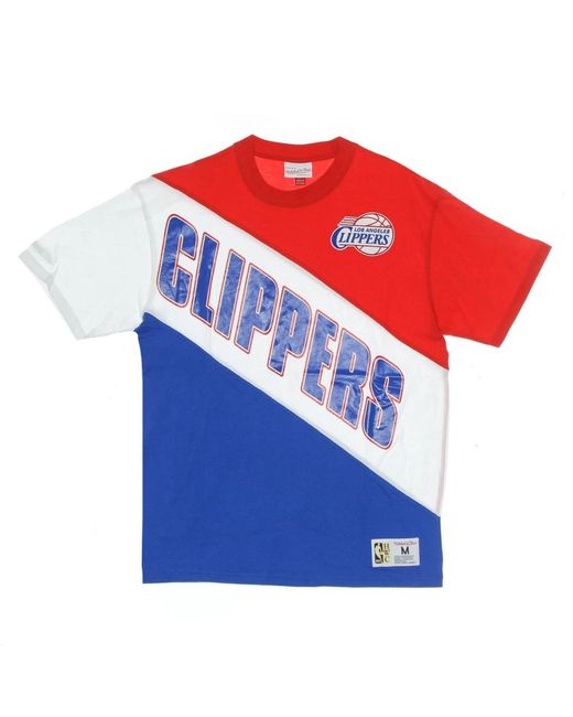 Mitchell & Ness Tops ,Veelkleurig ,Katoen Nba Play By Play Tee in het Blue voor heren