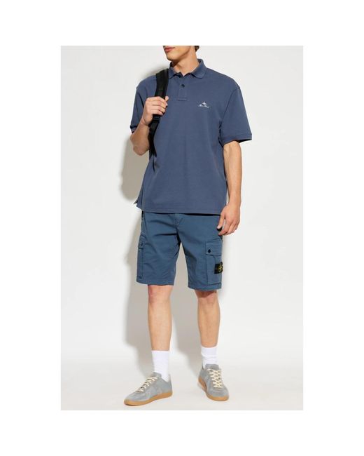 Stone Island Logo Polo in het Blue voor heren