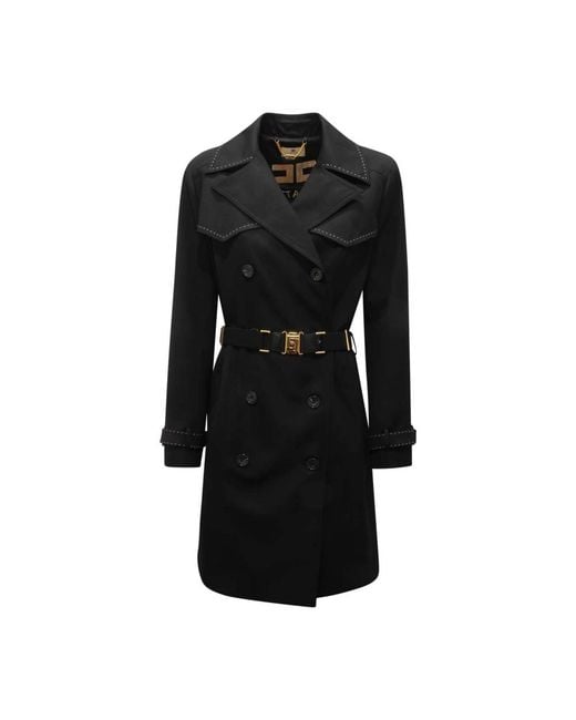 Elisabetta Franchi Black Double-Breasted Coats