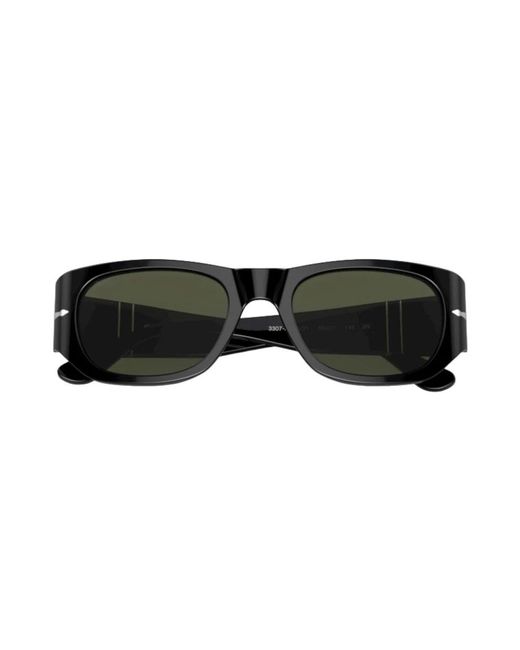 Persol Black Ovale sonnenbrille grau/grün gv001 stil