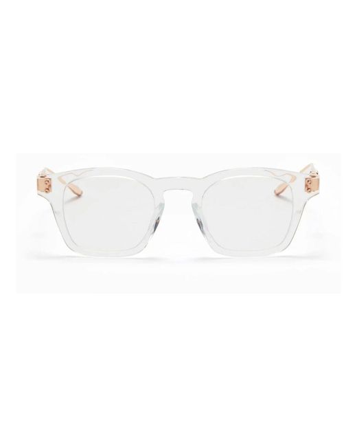Akoni Kristallklare Gebürstete Weißgoldene Brille in White für Herren