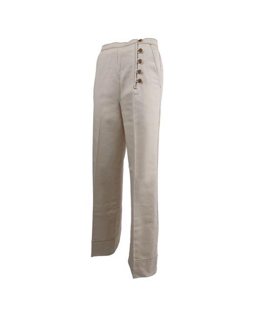 Tory Burch Gray Straight Trousers