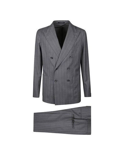 Tagliatore Gray Double Breasted Suits for men