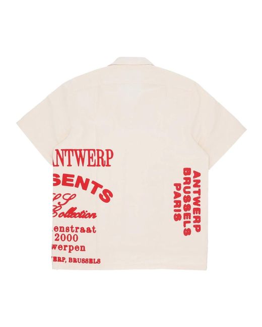 Arte' Herren Kurzarmhemd Rotes Print-Shirt Creme in Red für Herren