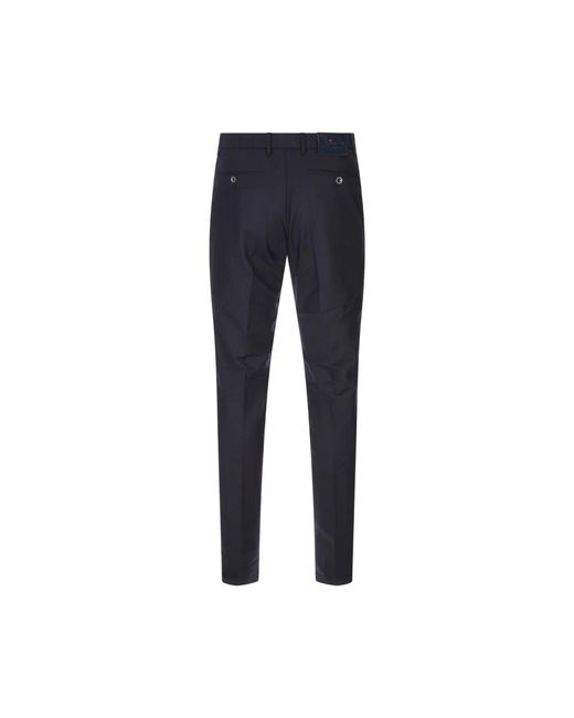 Kiton Blaue Woll Elastan Hose in Blue für Herren
