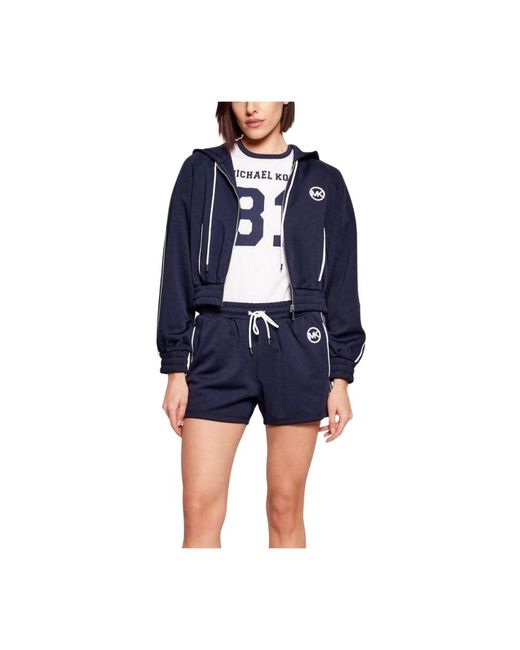 Michael Kors Fitness ,Blauw ,Polyester Piqué Contrast Zip-Up Trainingsjack in het Blue