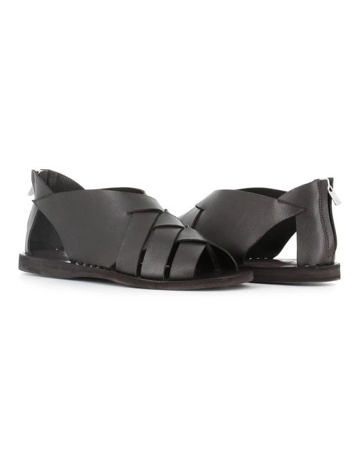 Officine Creative Black Flat Sandals