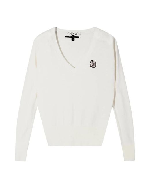 10Days White V-Neck Knitwear