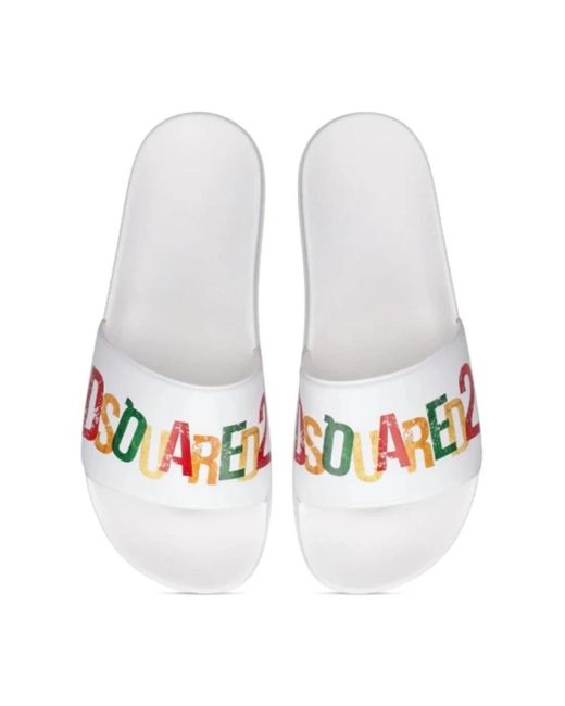 DSquared² Kinder Weiße Flip Flops Slider in White für Herren