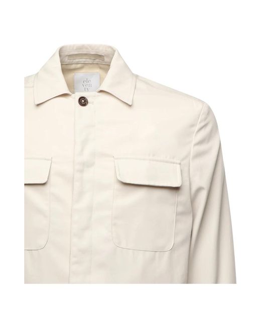 Eleventy Jassen ,Katoen Cotton Classic Jacket in het White voor heren