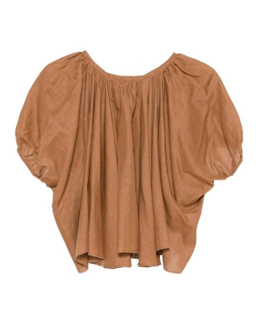 120% Lino Brown Blouses