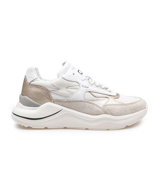 Date White Weiße/Platin Laufschuhe Nylon Wildleder