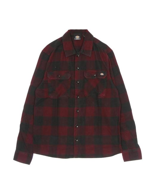 Dickies Overhemden ,Bruin ,Katoen Flanel Lange Mouwen Shirt in het Purple voor heren