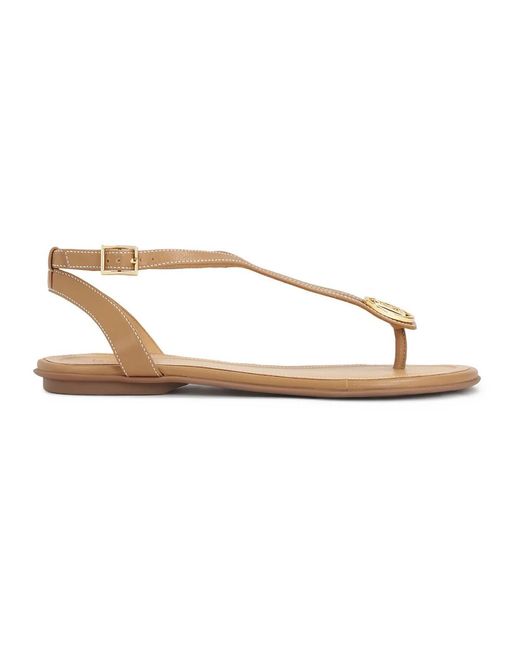 Kazar Schoenen ,Bruin ,Leer Sandalen Met Monogram Van Leer in het Metallic