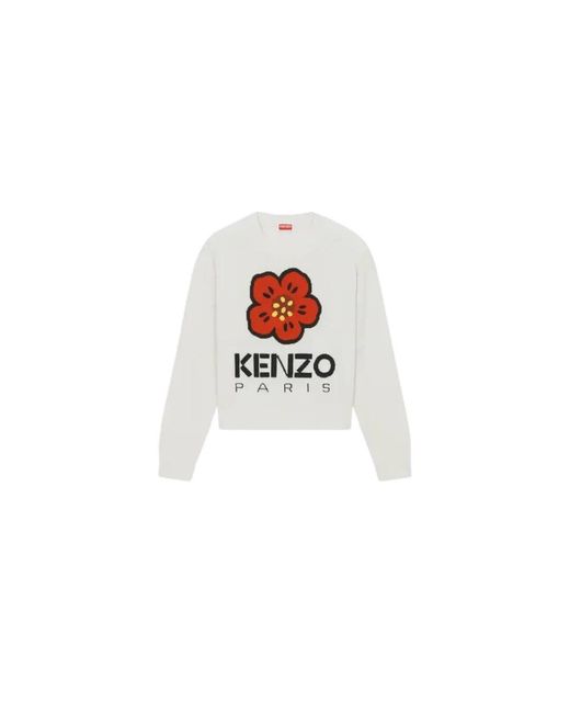 KENZO White Round-Neck Knitwear