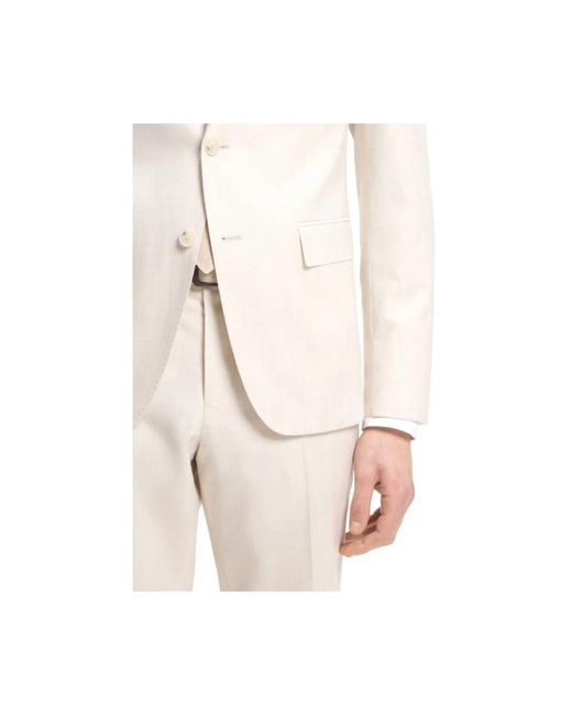 Boss White Single Breasted Suits for men