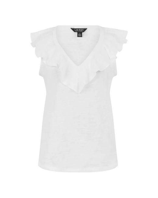 Ralph Lauren White Sleeveless Tops