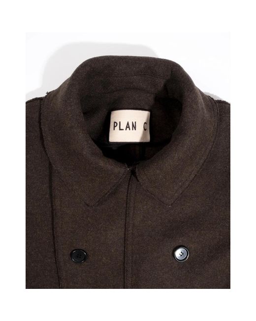 Plan C Brown Double-Breasted Coats