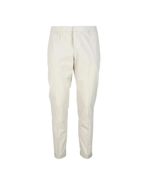 Dondup Broeken ,Katoen Katoenen Elastaan Broek Met Ritssluiting in het Natural voor heren