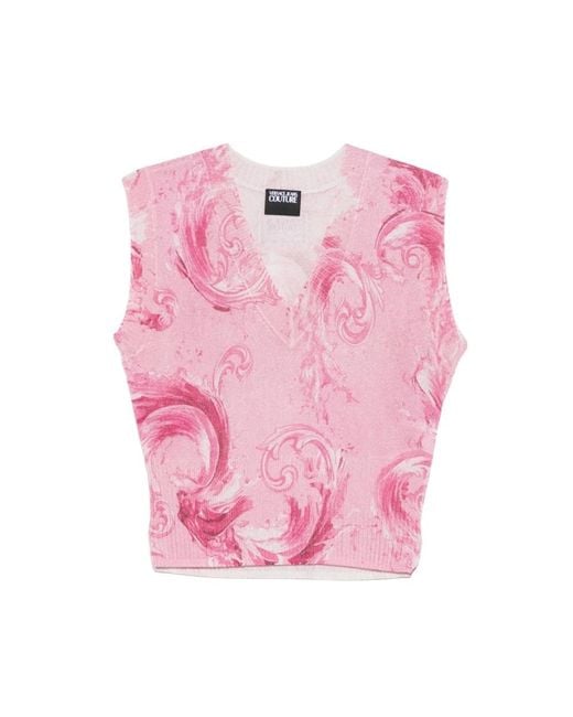 Versace Jeans Couture Pink V-Neck Knitwear