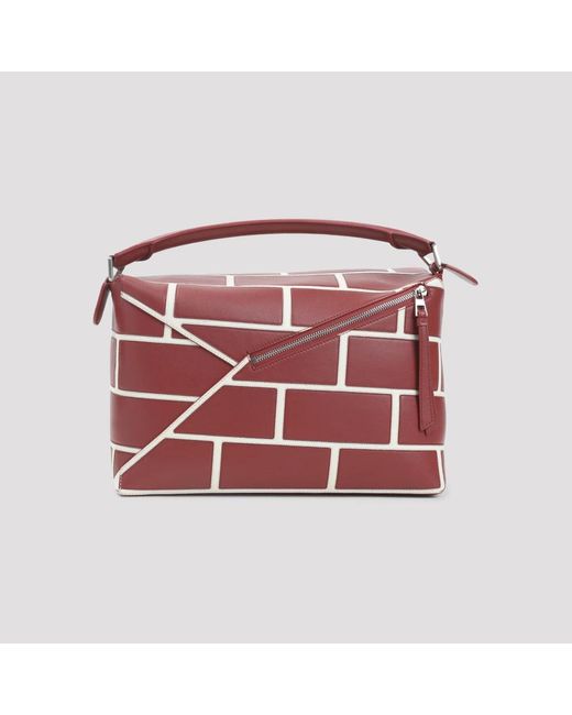 Loewe Gebrande Rode Puzzle Edge Brick Tas in het Red