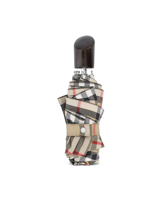 Burberry Check Opvouwbare Paraplu in het Natural