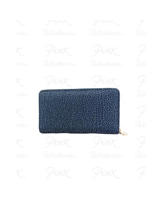 Borbonese Blue Classica Large Zip Around Geldbörse