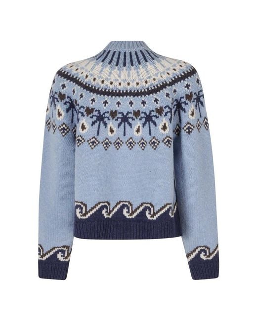 Alanui Blue Round-Neck Knitwear