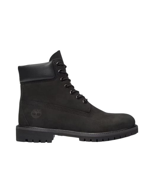 Timberland Zwarte Vetersluiting Rubberen Zool Laarzen in het Black voor heren