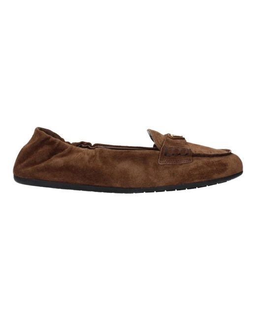 Prada Brown Braune Leder Slip-On Loafers