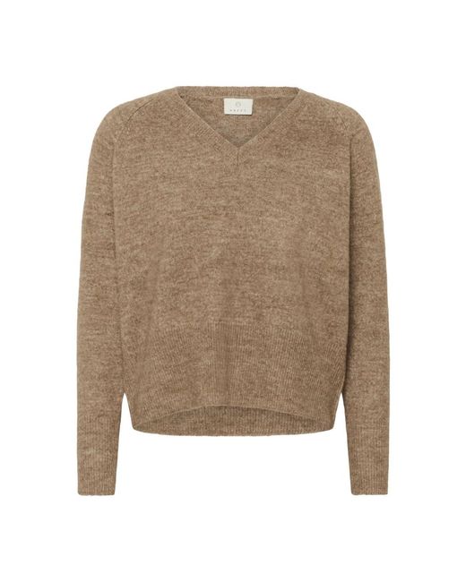 Kaffe Natural V-Ausschnitt Pullover Toasted Coconut Melange