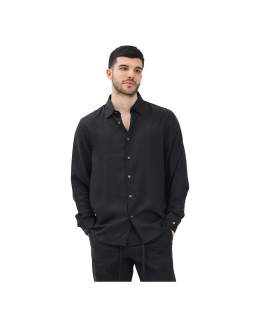 SELECTED Overhemden ,Zwart ,Leer Zwart Lange Mouwen Shirt Luxe Charme in het Black voor heren