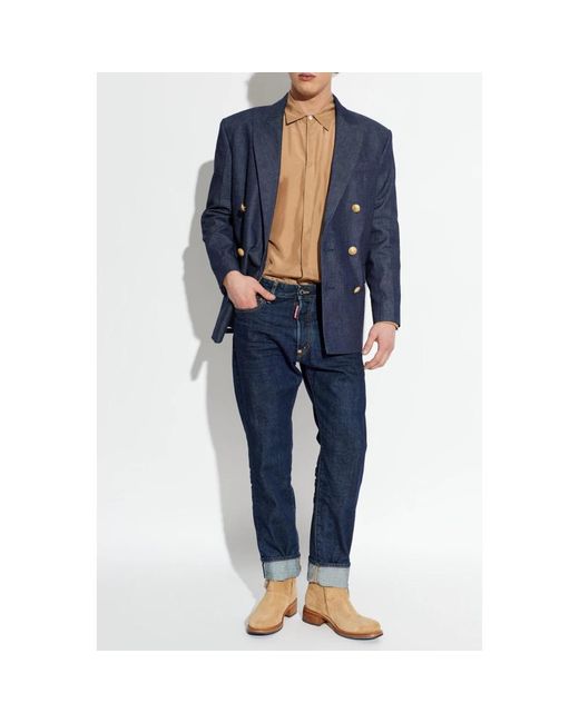 DSquared² Jassen ,Blauw ,Katoen Double-Breasted Blazer in het Blue voor heren