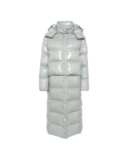 Chaqueta Acolchada Larga De Nailon Brillante, Mujer, Talla Patrizia Pepe de color Gray