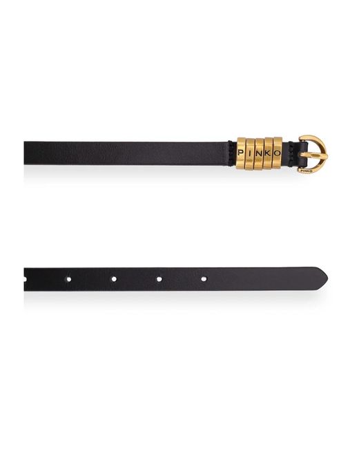 Pinko Accessoires ,Zwart ,Leer 1,2-Cm Riem Met Logo Letters in het Black
