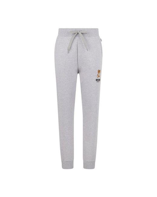 Pantalones de chándal grises unisex con cintura elástica Moschino de color Gray