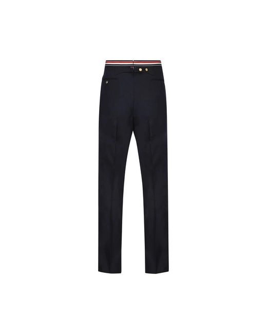 Thom Browne Blue Straight Trousers for men