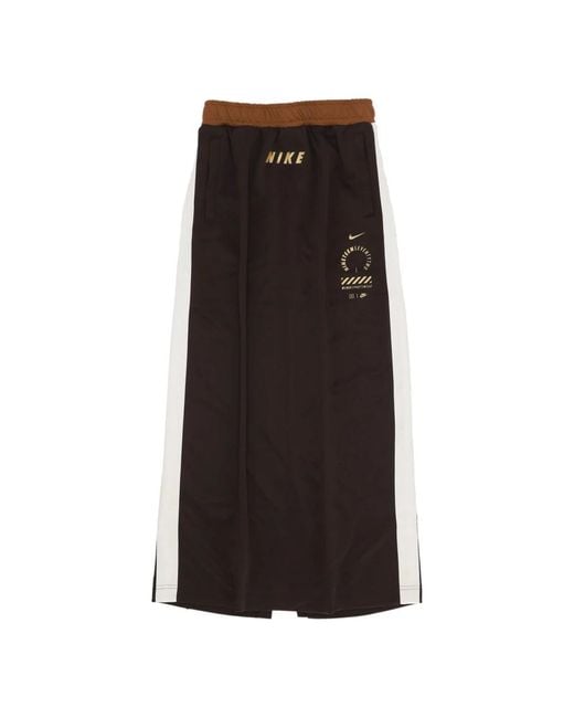 Nike Fitness ,Bruin ,Polyester Ademende Jersey Lange Rok in het Black