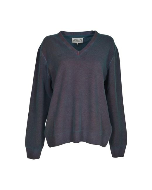 Maison Margiela Blue V-Neck Knitwear