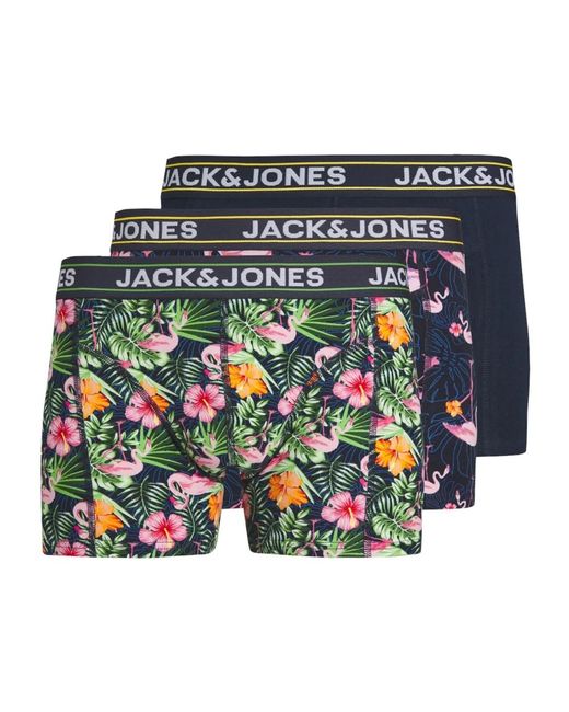 Jack & Jones Flamingo trunks 3er-pack boxershorts kollektion in Blue für Herren
