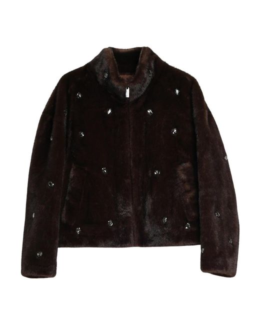 ViCOLO Black Luxuriöse Kunstpelz Shearling Jacken