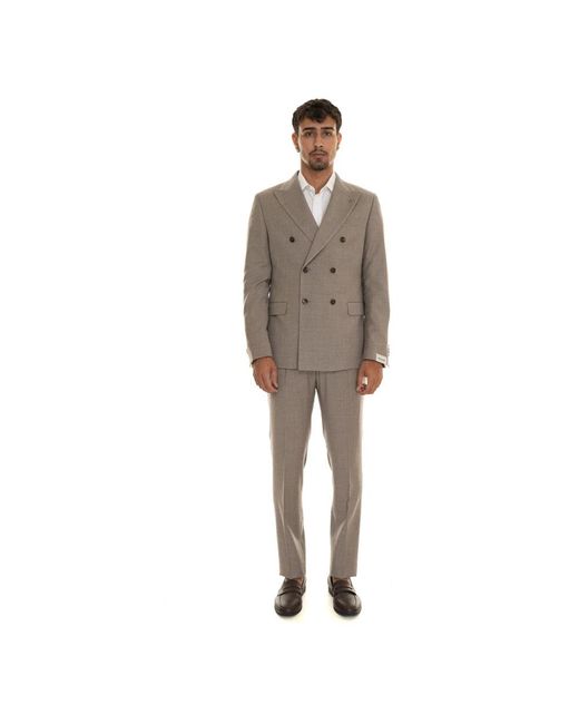 Paoloni Kostuums ,Wol Elegant Double Breasted Wool Dress in het Gray voor heren