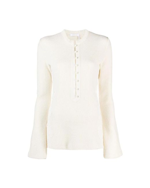Chloé White Round-Neck Knitwear